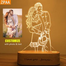 Load image into Gallery viewer, 3D USB Customized Photo Lamp With Wooden Base