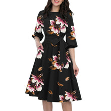 Load image into Gallery viewer, Evergreen Floral Dress With Belt