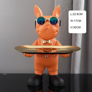 Home Decor Dog Statue Butler with Tray
