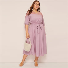 Load image into Gallery viewer, Estylo Elegant Cuff Lace Up Belted Dress