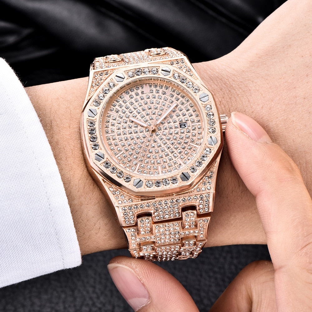 Iced out quartz outlet watch