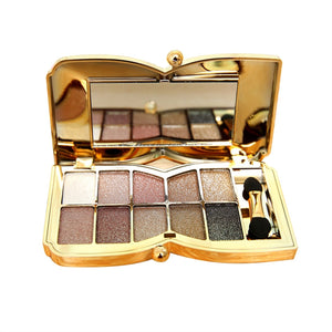 10 Colors Flash Glitter Eyeshadow Palette With Brush & Mirror