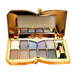 10 Colors Flash Glitter Eyeshadow Palette With Brush & Mirror