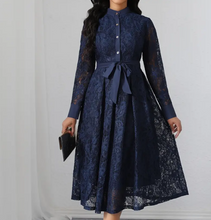 Load image into Gallery viewer, Elegant Navy Blue Lace Maxi