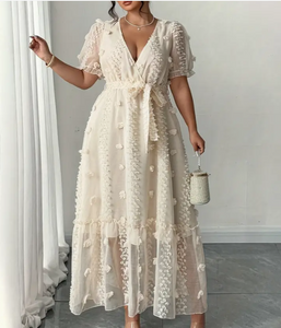Elegant V-Neck Women's Bell Sleeve Dress