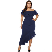 Load image into Gallery viewer, Slim fit Plus Size Stunning Off Shoulder Wrap Dress - Amy&#39;s Design