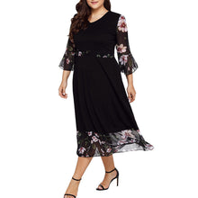 Load image into Gallery viewer, Donna Long Black Patchwork Dress