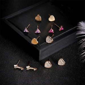 6 Pairs / Set  Classic Crystal Earrings Set