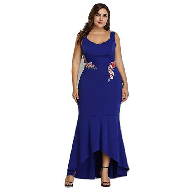 Embroidery Roses Mermaid Plus Size Dresses