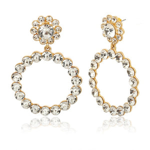 Trendy Crystal Round Drop Earrings