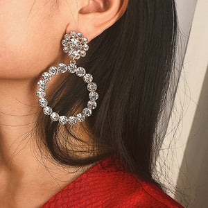 Trendy Crystal Round Drop Earrings