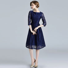 Load image into Gallery viewer, Olivia-Blue Lace Hollow Out Dress