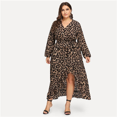 Leopard Print Ruffle Dress
