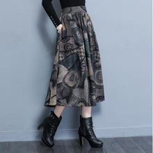 Load image into Gallery viewer, Cashmere Woolen Retro Print Skirt 2019