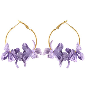 Elegant Fabric Flower Drop Earrings 2019
