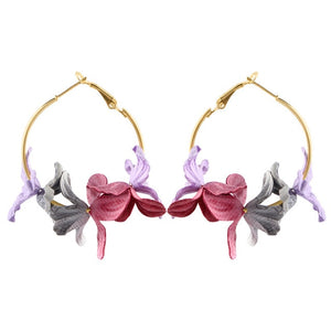 Elegant Fabric Flower Drop Earrings 2019