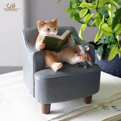 Cute Cartoon Cat & Mouse  Figurine Miniature