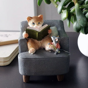 Cute Cartoon Cat & Mouse  Figurine Miniature