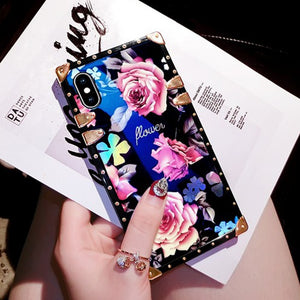 Fashion Blu-ray Camellia Rose Flower Case for iPhone