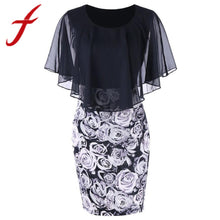 Load image into Gallery viewer, Casual Plus Size Rose Print Chiffon Dress