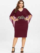 Load image into Gallery viewer, Plus Size V Neck Gorgeous Embroidery Dress