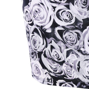 Casual Plus Size Rose Print Chiffon Dress