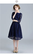 Load image into Gallery viewer, Olivia-Blue Lace Hollow Out Dress