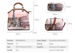 PU Leather 3PC Printed Handbags