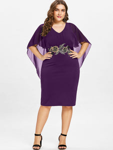 Plus Size V Neck Gorgeous Embroidery Dress