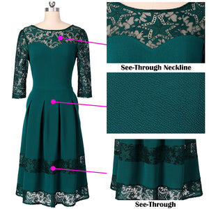 Floral Lace Patchwork A-Line Dress