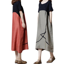 Load image into Gallery viewer, Plus Size Summer O Neck Cotton Linen Dress