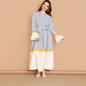 Flounce Sleeve Belted Maxi