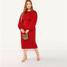 Load image into Gallery viewer, Romantic Red Lantern Sleeve Dress