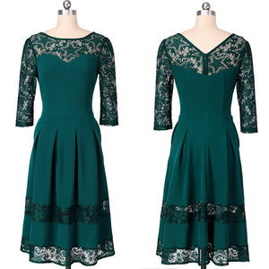 Floral Lace Patchwork A-Line Dress