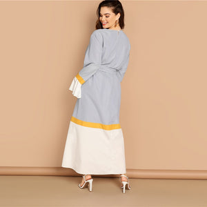 Flounce Sleeve Belted Maxi