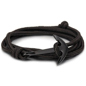 High quality fashion black anchor bracelet