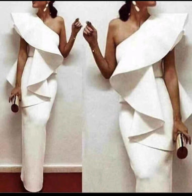 2019 One Shoulder Ruffles Dress