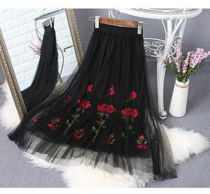 Vintage Floral Mesh Skirt