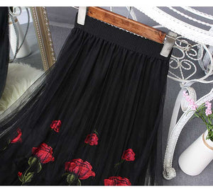 Vintage Floral Mesh Skirt