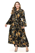 Load image into Gallery viewer, Estylo Chain Print Flare Collar Maxi