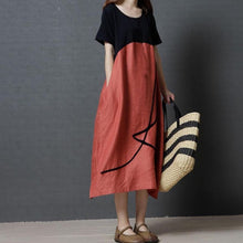 Load image into Gallery viewer, Plus Size Summer O Neck Cotton Linen Dress