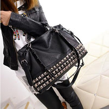 Load image into Gallery viewer, Silver/Black Cowhide Stunning Shoulder Handbag (Most Popular)