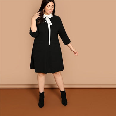 Estylo Tie Neck Collar Preppy Style Dress