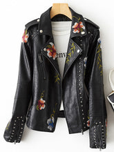 Load image into Gallery viewer, New Women Floral Print Embroidery Soft Leather Jacket/Coat