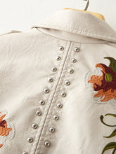 Load image into Gallery viewer, New Women Floral Print Embroidery Soft Leather Jacket/Coat