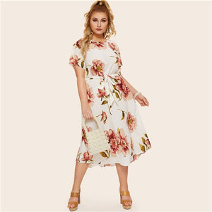 Amy-Floral Belted Stunning Dress