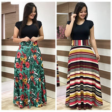 Load image into Gallery viewer, Tisha Flower Printed Short-Sleeved Long Dress