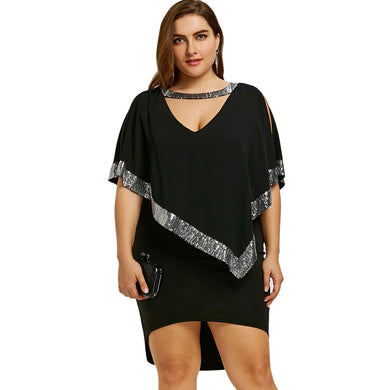 Sequined Capelet Party Dress