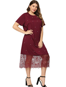 Estylo Beaded Lace Splice Long Dress