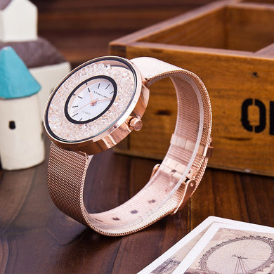 Luxury Steel Rose Gold & Silver Band Watch